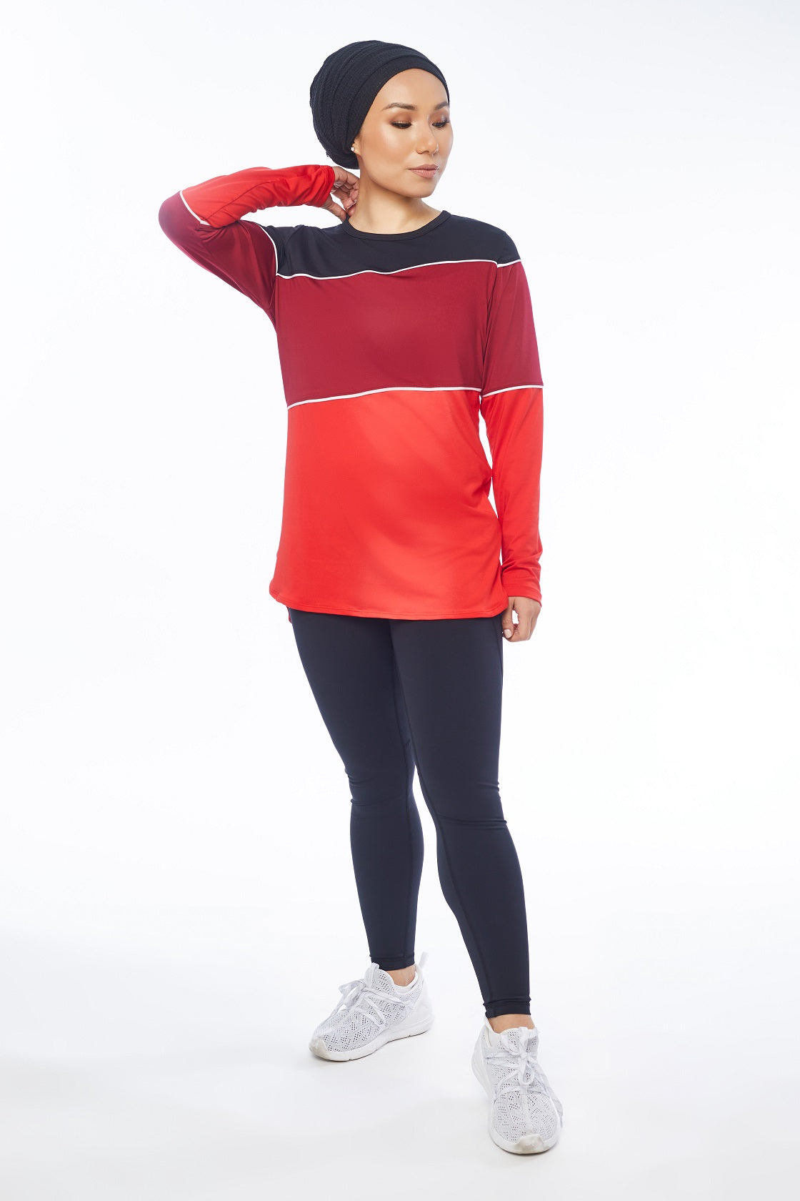 LEAP FREE Long Sleeve Top (Black / Dark Red / Red)