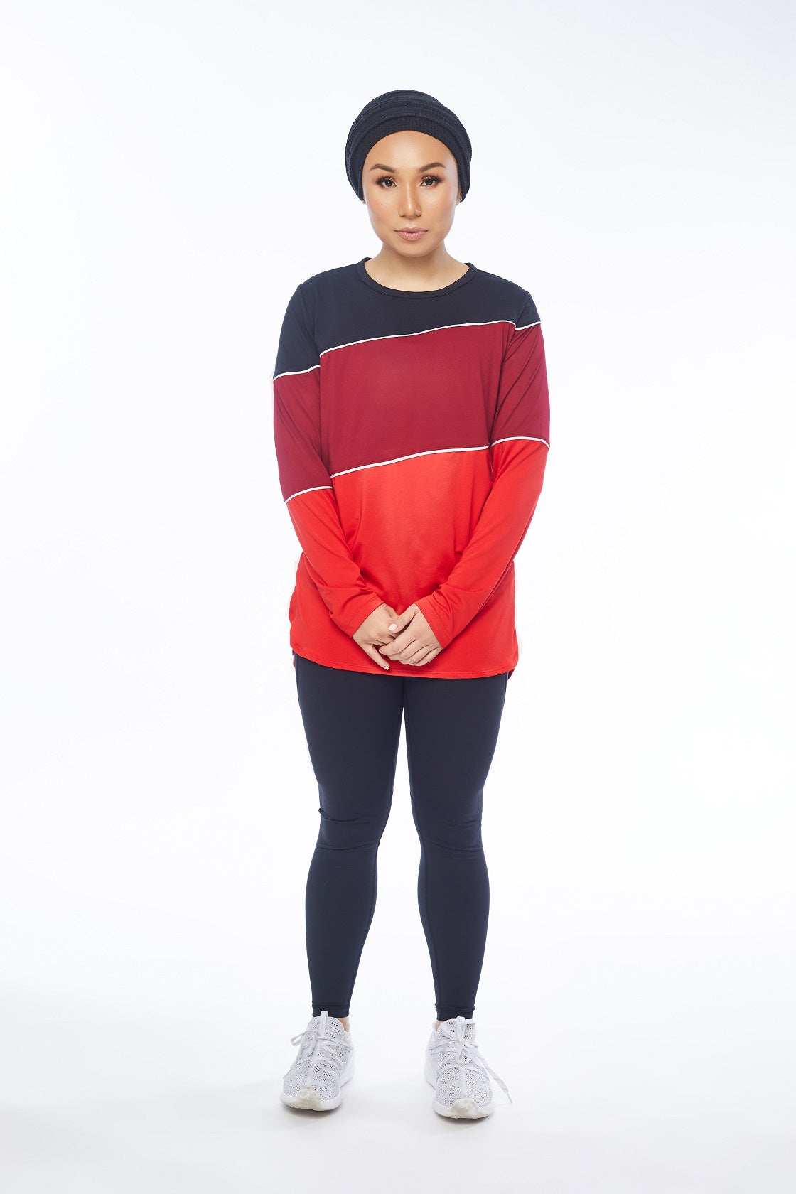 LEAP FREE Long Sleeve Top (Black / Dark Red / Red)