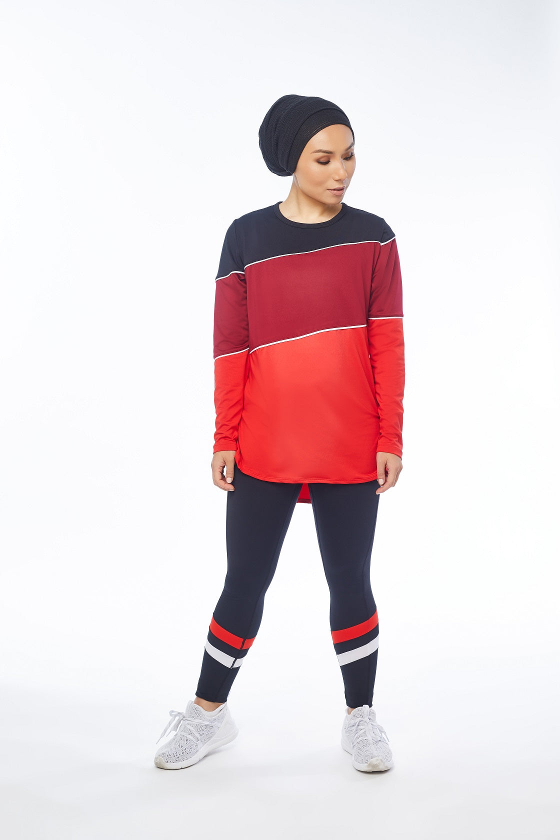 LEAP FREE Long Sleeve Top (Black / Dark Red / Red)